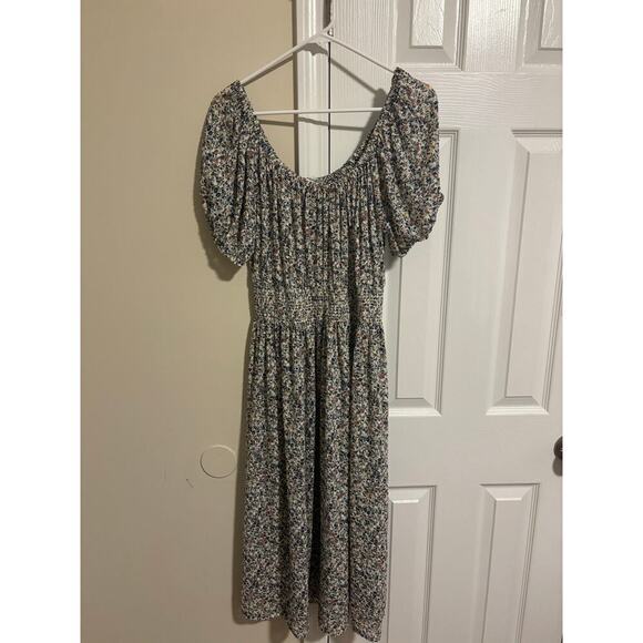 Madewell smock-waist peasant dress in blossoming vines sz large. Missing lining - Picture 5 of 14